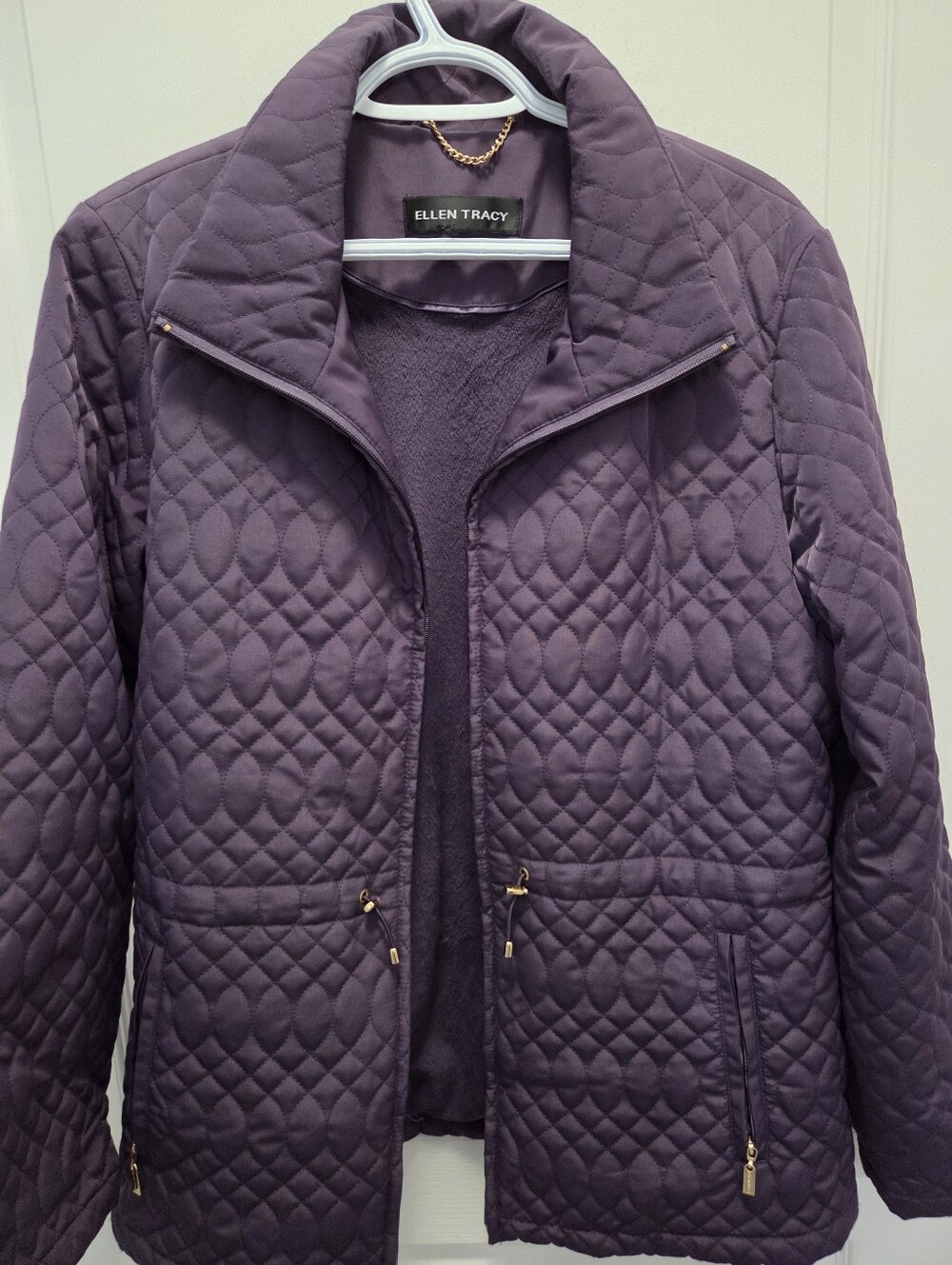 Ellen Tracy Quilted Plum Puffer Jacket